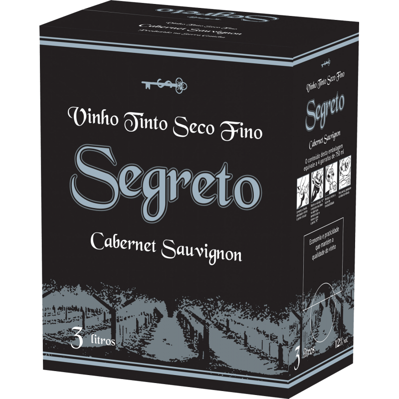 Bag de Vinho Tinto Fino Seco Cabernet Sauvignon Segreto Bag-in-box Irmãos Motter