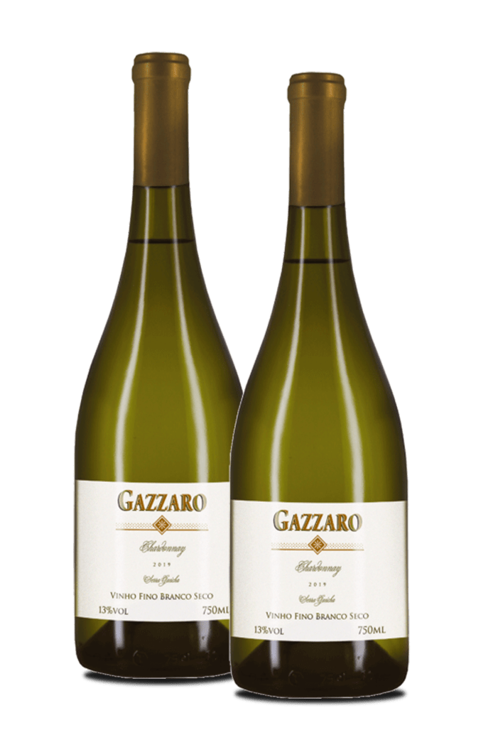 Garrafas de Vinho Branco Fino Seco Chardonnay Gazzaro Kit com 2