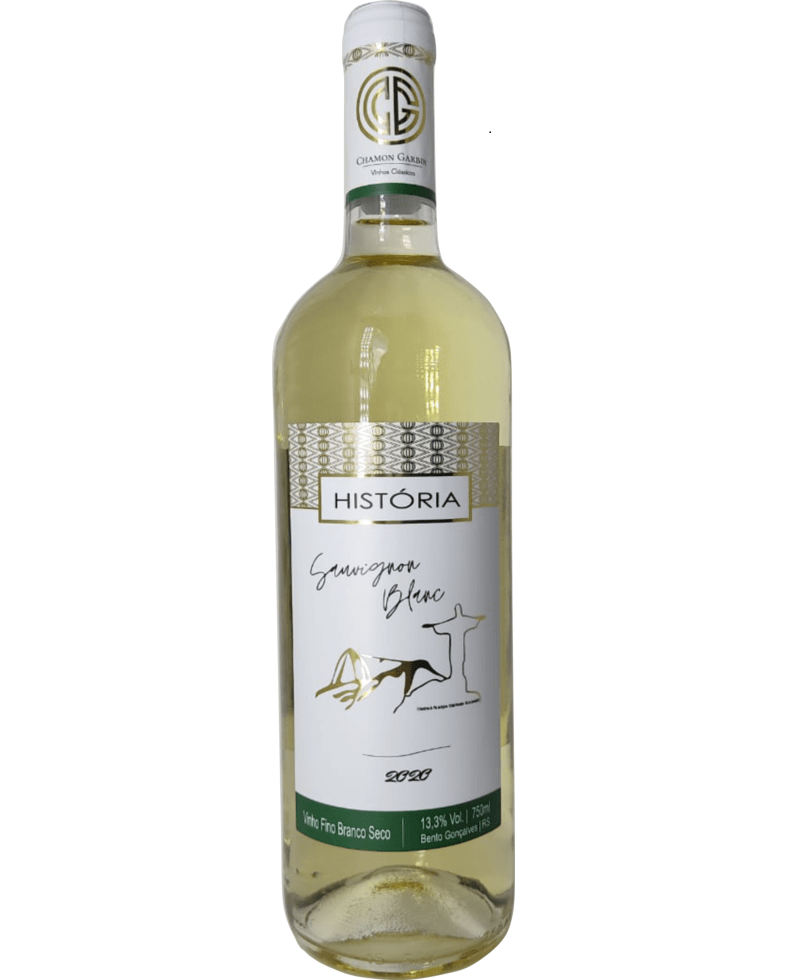 Garrafa de Vinho Branco Fino Seco História Sauvignon Blanc Adega do Chamon