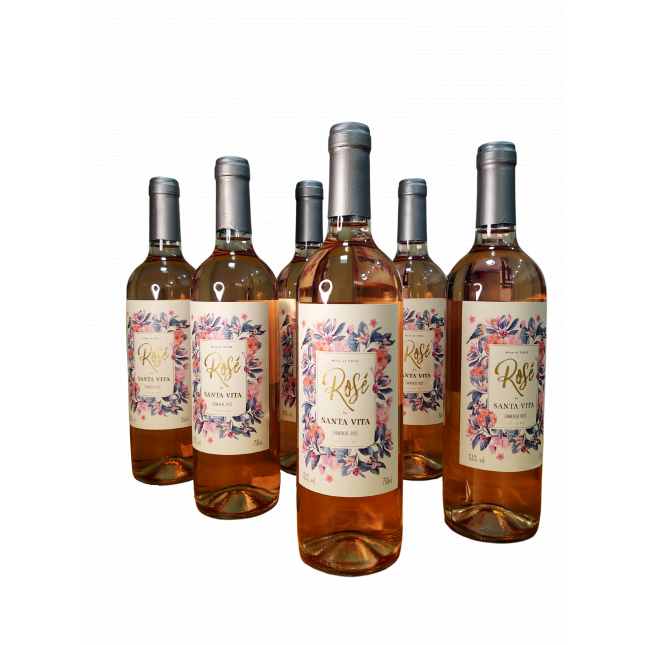 6 garrafas de Vinho Rosé Fino Seco Carmenere Santa Vita
