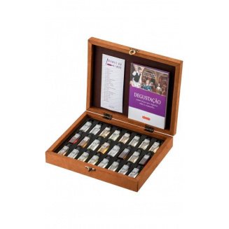 Caixa de Aromas de Vinhos em Pinus com 24 Frascos + Livro Degustação 13899-05