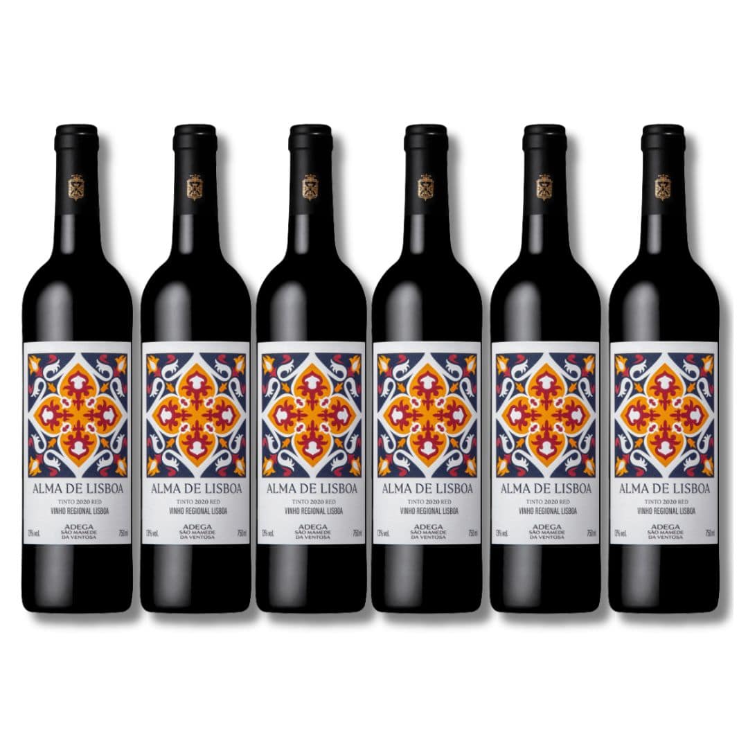 Vinho Tinto Fino Seco Blend Regional Alma de Lisboa Kit com 6